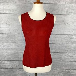 Misook Sleeveless Scoop Neck Red Tank Petite Small